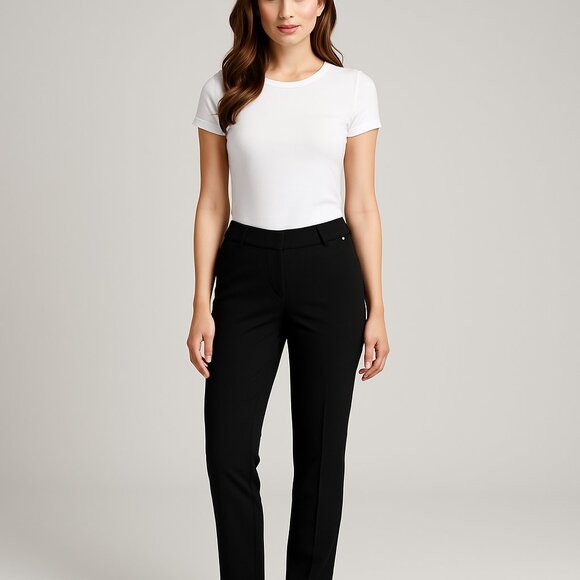 Alfred Sung Dress Pant Straight Leg Ponte knit black Size 10 - Picture 1 of 8